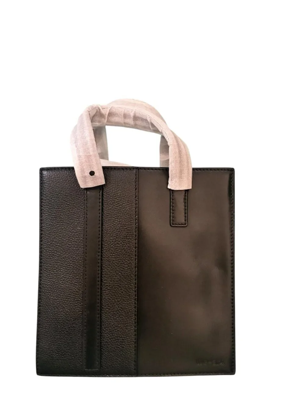 WE-AR4 The Bi Convertible Tote Bag Black Structured‎ Leather Strap & Handle NEW
